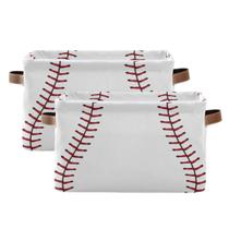 Cadarços de beisebol Storage Basket Cube, grandes brinquedos dobráveis, caixa de armazenamento, lixeira, organizador de lavanderia para armário, prateleira, berçário, quarto infantil, 15x11x9,5 polegadas, pacote com 2 Cadarços de beisebol Storage Basket Cube, grandes brinquedos dobráveis, caixa de armazenamento, lixeira, organizador de lavanderia para armário, prateleira, berçário, quarto infantil, 15x11x9,5 polegadas, pacote com 2