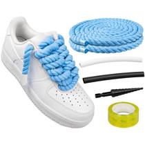 Cadarços de sapato Endoto Thick Rope para Air Force 1 Baby Blue 12,7 cm