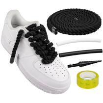 Cadarços de sapato Endoto Thick Rope para Air Force 1 Black 10mm