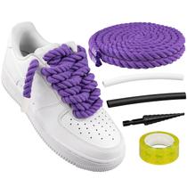 Cadarços de sapato Endoto Thick Rope para Air Force 1 roxos 12,7 mm