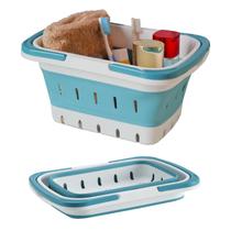 Caddie de banho de plástico dobrável portátil MINDFARGE Blue, 1 pacote