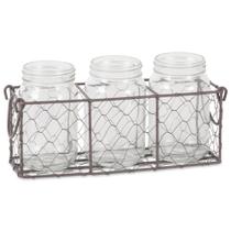 Caddy com vasos DII Chicken Wire Farmhouse Vintage Bronze