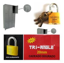 Cadeado 20mm Com 3 Chaves Tri-Angle Dourado Malas Correntes Armários