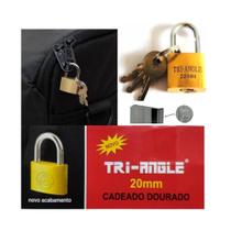 Cadeado 20mm Pequeno Com 3 Chaves Para Bolsa Mochila Mala Vitrine Armário Maleta