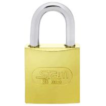 Cadeado 20mm Zamac Latonado com Mola de Aço Inoxidável - Gancho e Chave de Aço ABNT 1010/1020