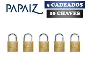 Cadeado 25mm Papaiz Kit 5 Peças Mesmos Segredos - 10 Chaves