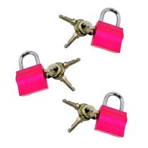 Cadeado 30mm Rosa Kit com 3 Peças 9 Chaves Simples Shenling Padloc