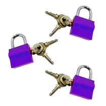 Cadeado 30mm Roxo Kit com 3 Peças 9 Chaves Kit 30mm Roxo Shenling Padloc