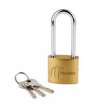 Cadeado 32mm Haste Longa Bronze com 3 Chaves Segurança e Resistência