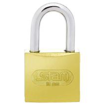 Cadeado 45mm Zamac Latonado com Mola de Aço Inoxidável - Gancho e Chave de Aço ABNT 1010/1020