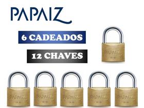 Cadeado 50mm Papaiz Kit 6 Peças Mesmos Segredos - 12 Chaves