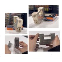 Cadeado 84mm barra transversal blindado grande profissional anti furto 5 chaves - Cadeado 84mm barra transversal blindado grande profissional anti furto 5 chaves -