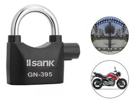 Cadeado Alarme Sonoro Antifurto Moto Trava Disc Portão Curto Cor Preto Curto