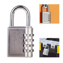 Cadeado Antifurto Combinação Numérica Quatro Digitos Bloqueio Por Senha Prata Armários