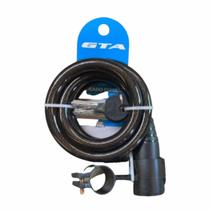 Cadeado Bicicleta Portão Porta Corrente 1 Metro x 12 Milímetros Espiral de Aço Com Chave e Suporte GTA Cadeado Bicicleta Portão Porta Corrente 1 Metro x 12 Milímetros Espiral de Aço Com Chave e Suporte GTA