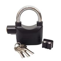 Cadeado com alarme sonoro antifurto 110db para moto, bike, portão e armário 3 chaves + bateria extra