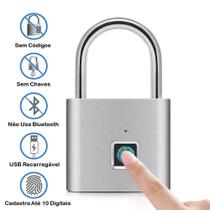 Cadeado Com Impressão Digital Biométrico Recarregável