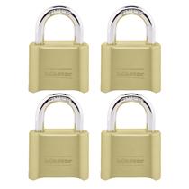Cadeado combinado Master Lock Gold 175EC4 para exterior, pacote com 4