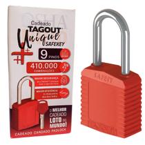 Cadeado de Bloqueio com Haste de Alumínio 6,3mm Unique Safekey Vermelho CALUVM140CD Tagout