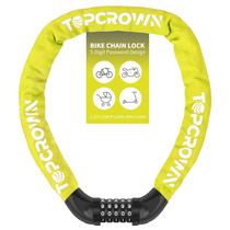 Cadeado de corrente para bicicleta Topcrown 100 cm com combinação de 5 dígitos, amarelo Cadeado de corrente para bicicleta Topcrown 100 cm com combinação de 5 dígitos, amarelo