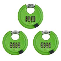 Cadeado de disco externo Guliffen Combination Lock, pacote com 3 unidades, verde Cadeado de disco externo Guliffen Combination Lock, pacote com 3 unidades, verde