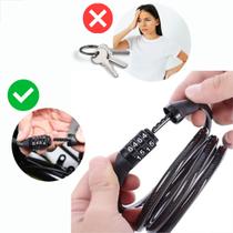 Cadeado de Segurança com Senha 4 Dígitos 1,1m Reforçado Bike Bicicleta Portão Preto Segredo Original Day Luna