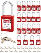Cadeado de segurança Lockout Tagout QWORK vermelho com 20 cadeados e 40 chaves Cadeado de segurança Lockout Tagout QWORK vermelho com 20 cadeados e 40 chaves