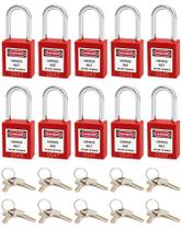 Cadeado de segurança QWORK Red Lockout Tagout com 10 cadeados e 20 chaves Cadeado de segurança QWORK Red Lockout Tagout com 10 cadeados e 20 chaves