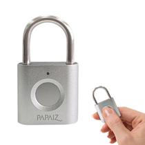 Cadeado Digital Com Biometria Cf30 Prata Papaiz Antifurto Armário Mala Mochila