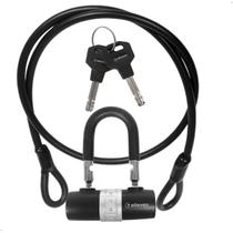 Cadeado E Cabo Aço Para Trancar Bicicleta Capacete Moto