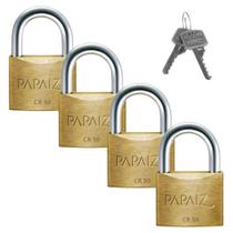 Cadeado Grande 50Mm Haste Curta Latão Dourado Com Chave 04Un Cadeado Grande 50Mm Haste Curta Latão Dourado Com Chave 04Un