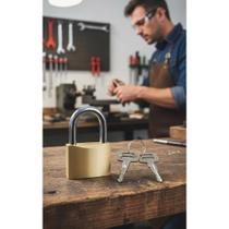 Cadeado Latão 40mm Tetra Chave Antiferrugem Dourado