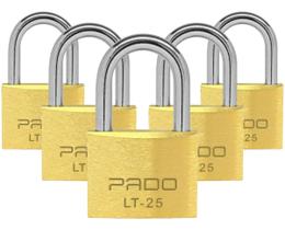 Cadeado Latão Maciço Haste Aço Lt-25mm Kit 5un Pado Cadeado Latão Maciço Haste Aço Lt-25mm Kit 5un Pado