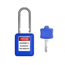 Cadeado Loto Bloqueio 38mm Haste Cromada CMC140CD Azul TAGOUT