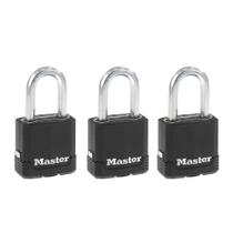 Cadeado Master Lock Black Magnum Keyed-Alike, pacote com 3