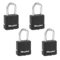 Cadeado Master Lock M115XQLF Black Outdoor Key Lock, pacote com 4