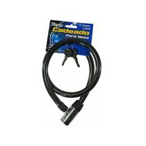 Cadeado Moto Bicicleta Cabo Aço Encapado 1mx14mm + 2 Chaves