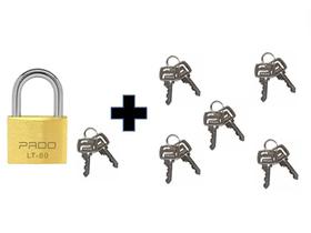 Cadeado Pado 60mm C/ 2 Chaves Orig. + 10 Cópias - Latão Cadeado Pado 60mm C/ 2 Chaves Orig. + 10 Cópias - Latão