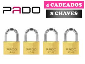 Cadeado Pado 60mm Kit 4 Peças Mesmos Segredos 8 Chaves