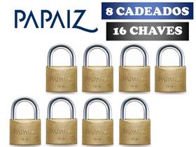 Cadeado Papaiz 50mm Kit 8 Peças Mesmos Segredos - 16 Chaves