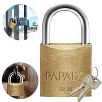 Cadeado Papaiz Cr 25 Mm Maciço 2 Chaves Segredos Iguais Ka2
