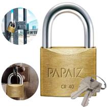 Cadeado Papaiz Cr 40 Mm Latão Maciço KA2 Seguro 2 Chaves
