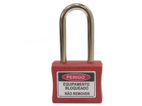 Cadeado para Bloqueio 35mm com Haste Longa 50mm Vermelho Papaiz