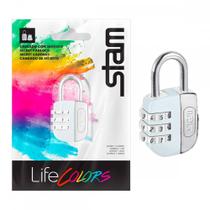 Cadeado Para Mala Stam Life Colors Com Segredo 25Mm Branco