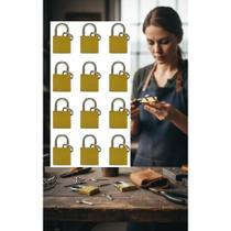 Cadeado Pequeno 20mm Dourado Aço Inox - Kit 12un