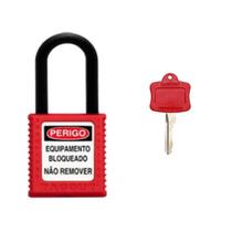 Cadeado Plástico Haste Plástica 38mm x 6,3mm Vermelho