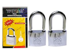 Cadeado Prevenção E Proteção Patrimônio 50mm Com 3 Chaves Kit c/ 2 un