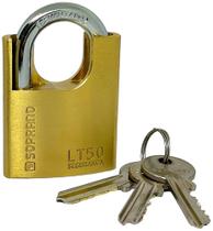 Cadeado Reforçado De Latão 50mm Alta Segurança Lt50 Soprano 3 Chaves Aba Anti Vandalismo