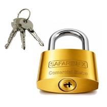 Cadeado Safarimax Chave Tri 40mm Anticopia Proteção Antifurto C/ 3 Chaves