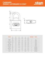 Cadeado Stam Haste Longa Zamac Latonado 35/70